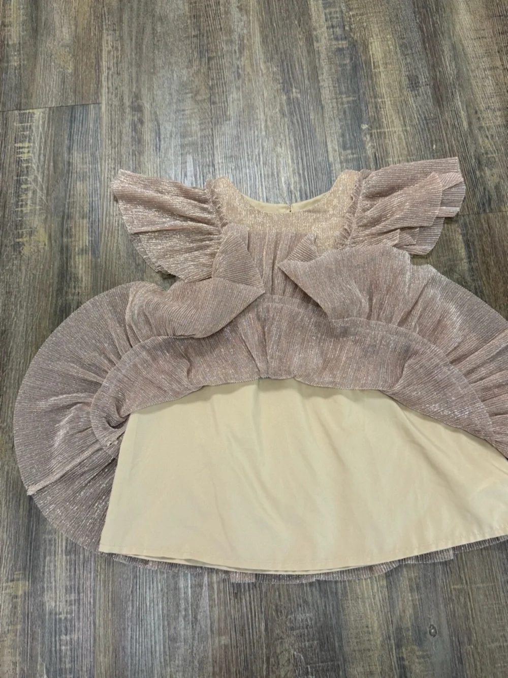 Cat & Jack Shimmery Taupe Ruffle Dress Girls 2T‎ - Picture 10 of 13